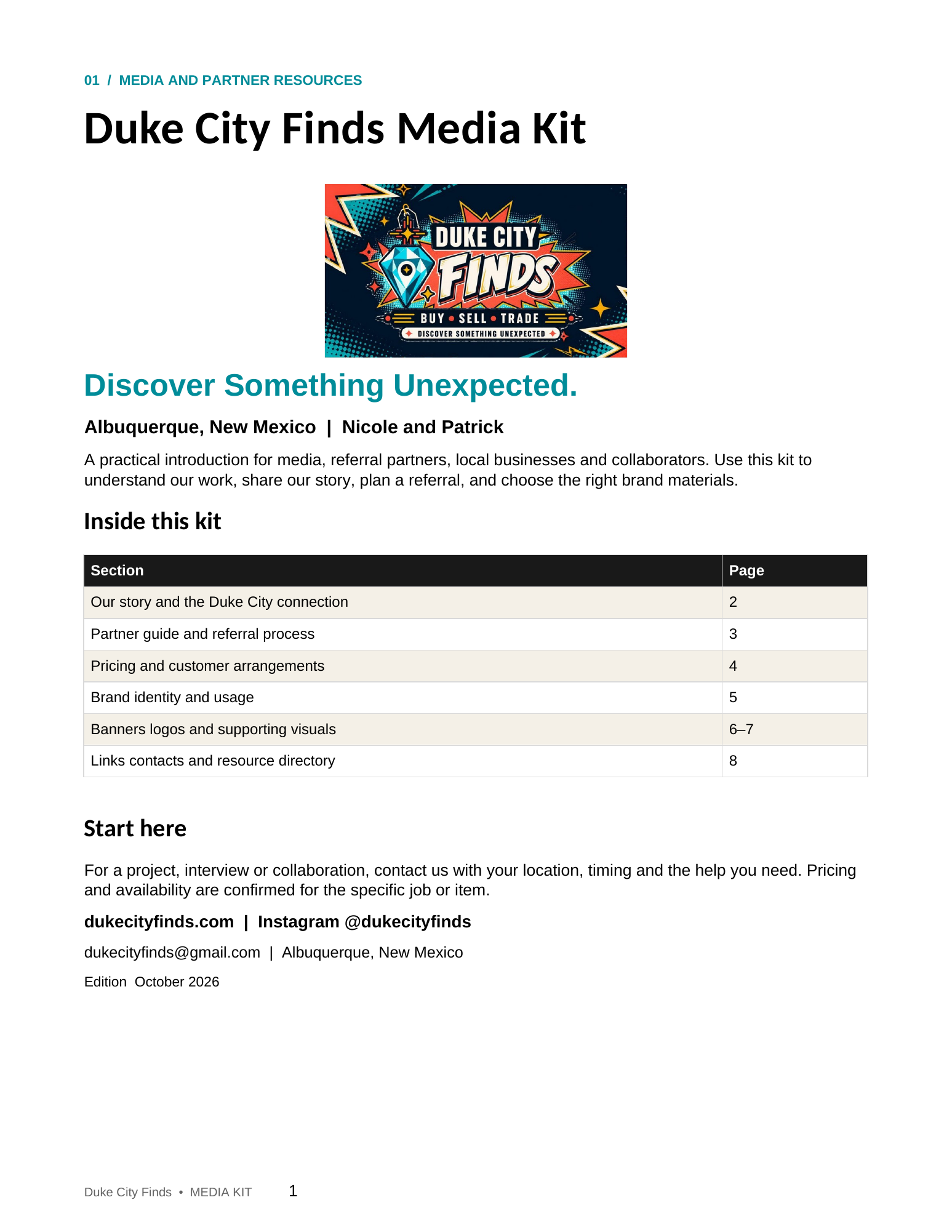 Duke City Finds media kit cover